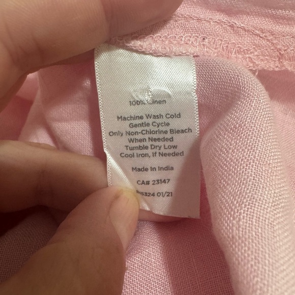 Women’s Talbots 100% linen~ pink 3/4 sleeve button back blouse Large - Picture 5 of 5